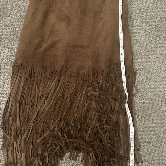 J.O.A. Tan Fringe Midi Skirt - Picture 5 of 6